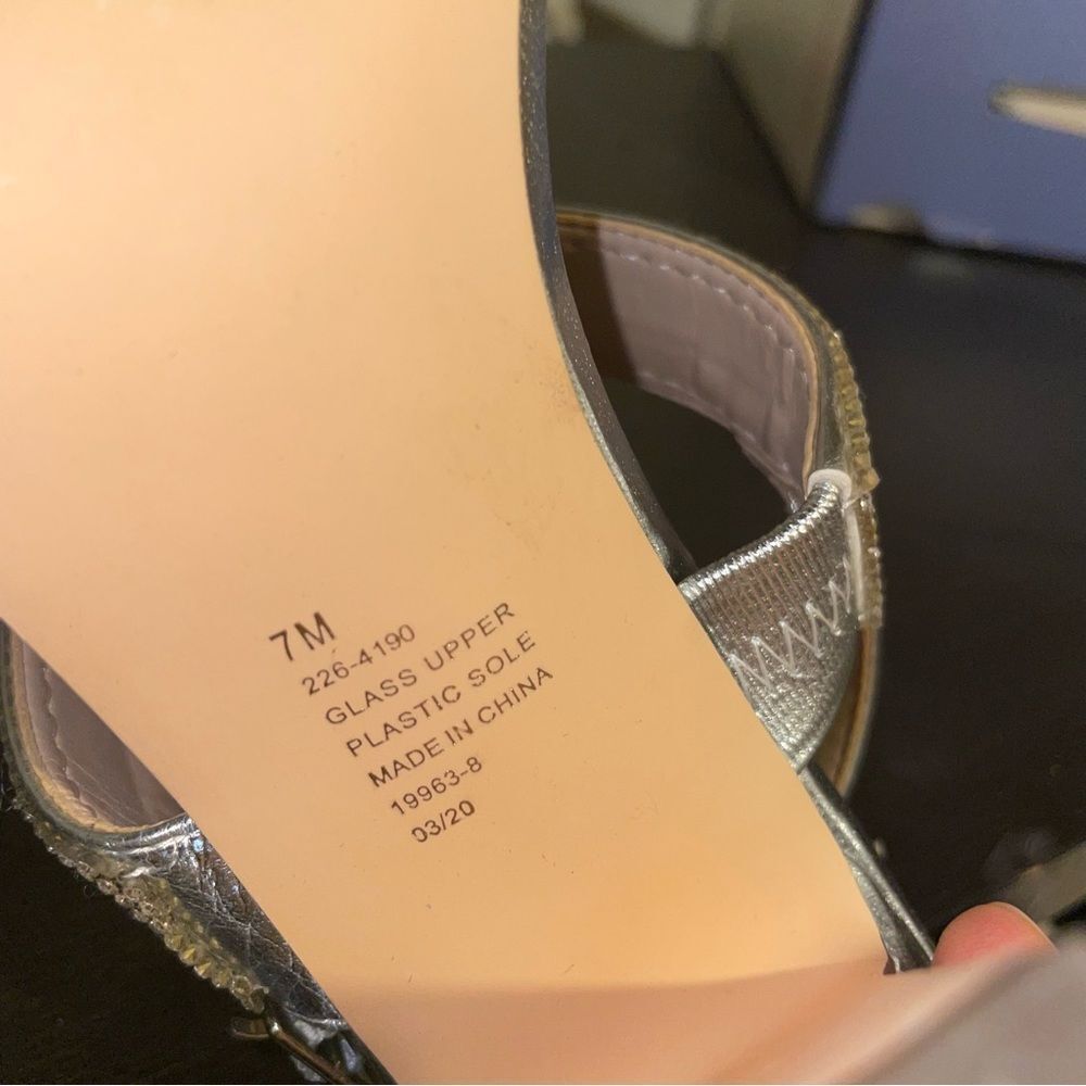 L. Miller Diamond Sparkle Sandal Block Open Toe Heels - Picture 4 of 5